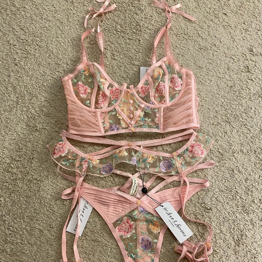 For Love and Lemons Summer 2021 Pastel Watercolor Rose Lingerie Collection